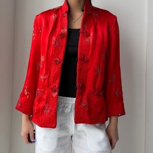 Vintage 1960s Peony Brand Shanghai Reversible Mandarin Jacket - Medium